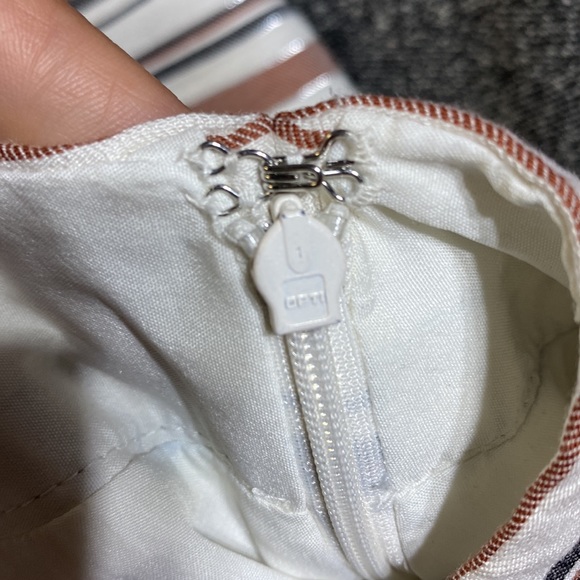 Loft Skirt 8 brown black cream striped A line midi fall long office church - Picture 11 of 11